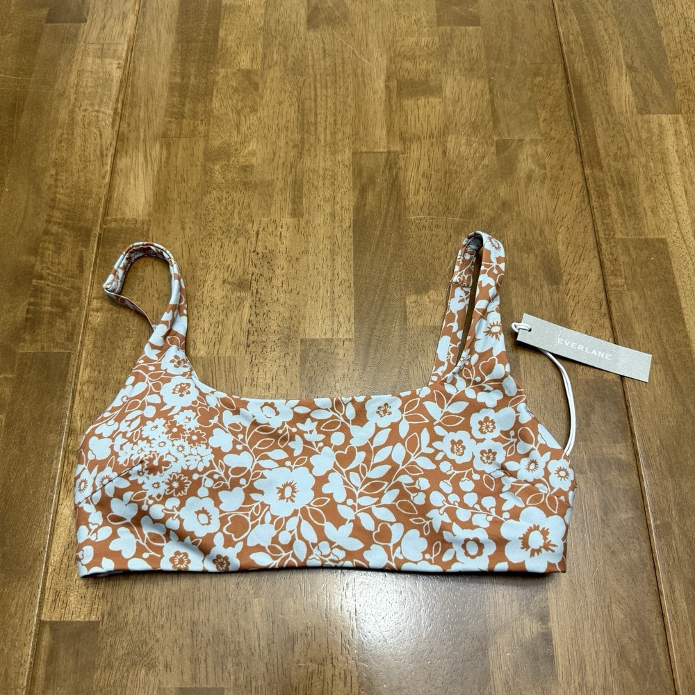 Everlane bikini top women's XXS floral‎ romantic cottage square neck ReNew NEW - Picture 2 of 10